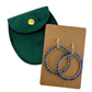 Womens Blue & Silver Hoop Earrings with Green Jewelry Pouch - A+ Stuff - Earrings - A+ Stuff