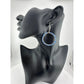 Womens Blue & Silver Hoop Earrings with Green Jewelry Pouch - A+ Stuff - Earrings - A+ Stuff