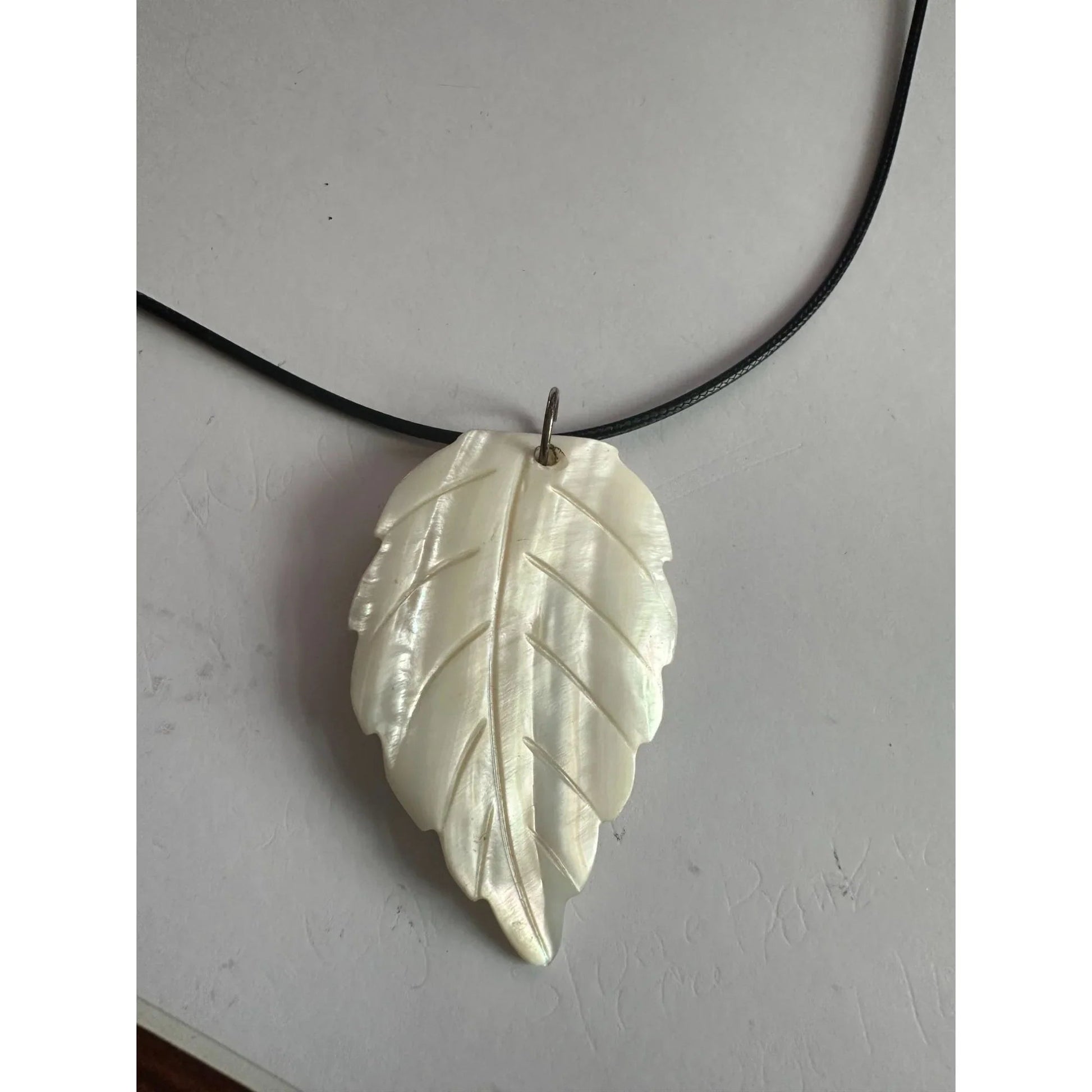 Women's Carved Shell Butterfly and Leaf Pendant Necklace - A+ Stuff - Necklace - A+ Stuff