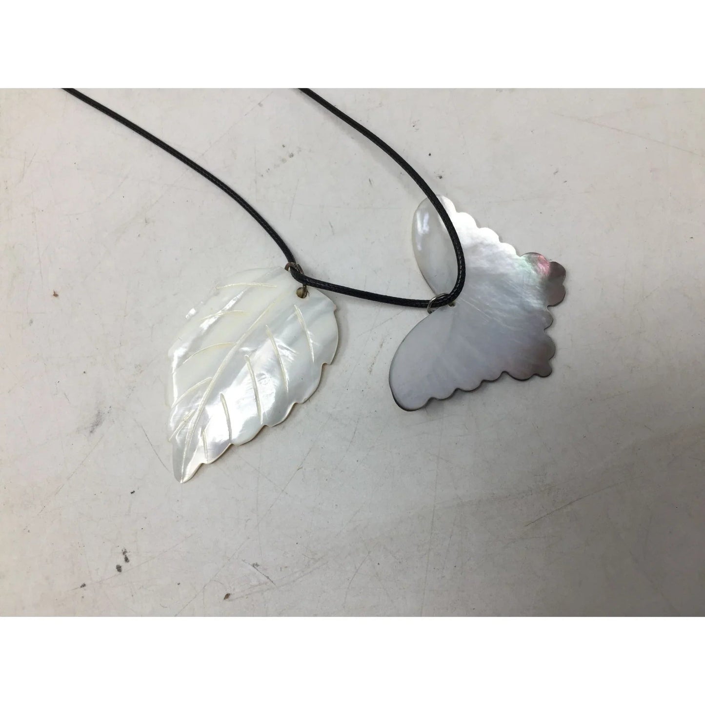 Women's Carved Shell Butterfly and Leaf Pendant Necklace - A+ Stuff - Necklace - A+ Stuff