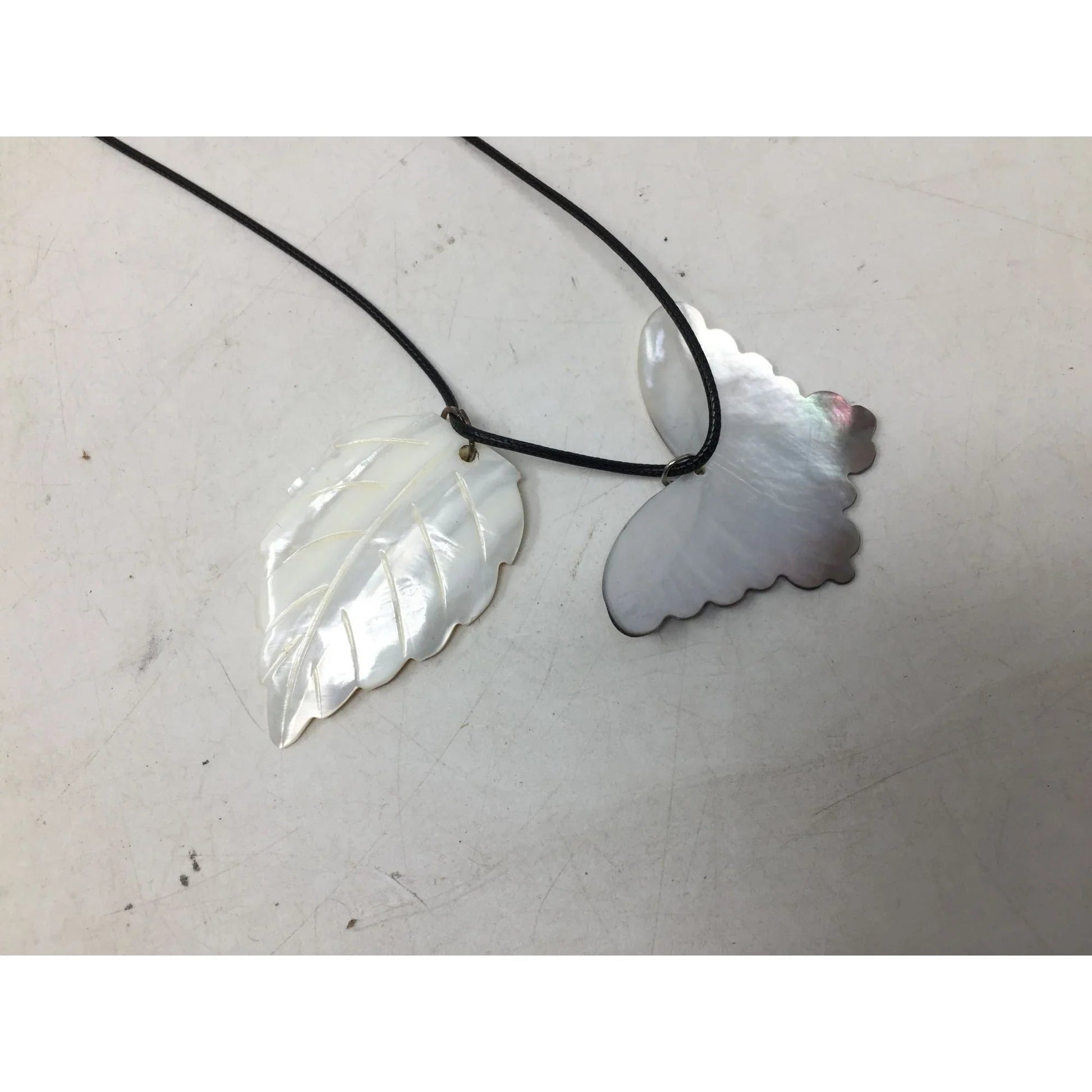 Women's Carved Shell Butterfly and Leaf Pendant Necklace - A+ Stuff - Necklace - A+ Stuff