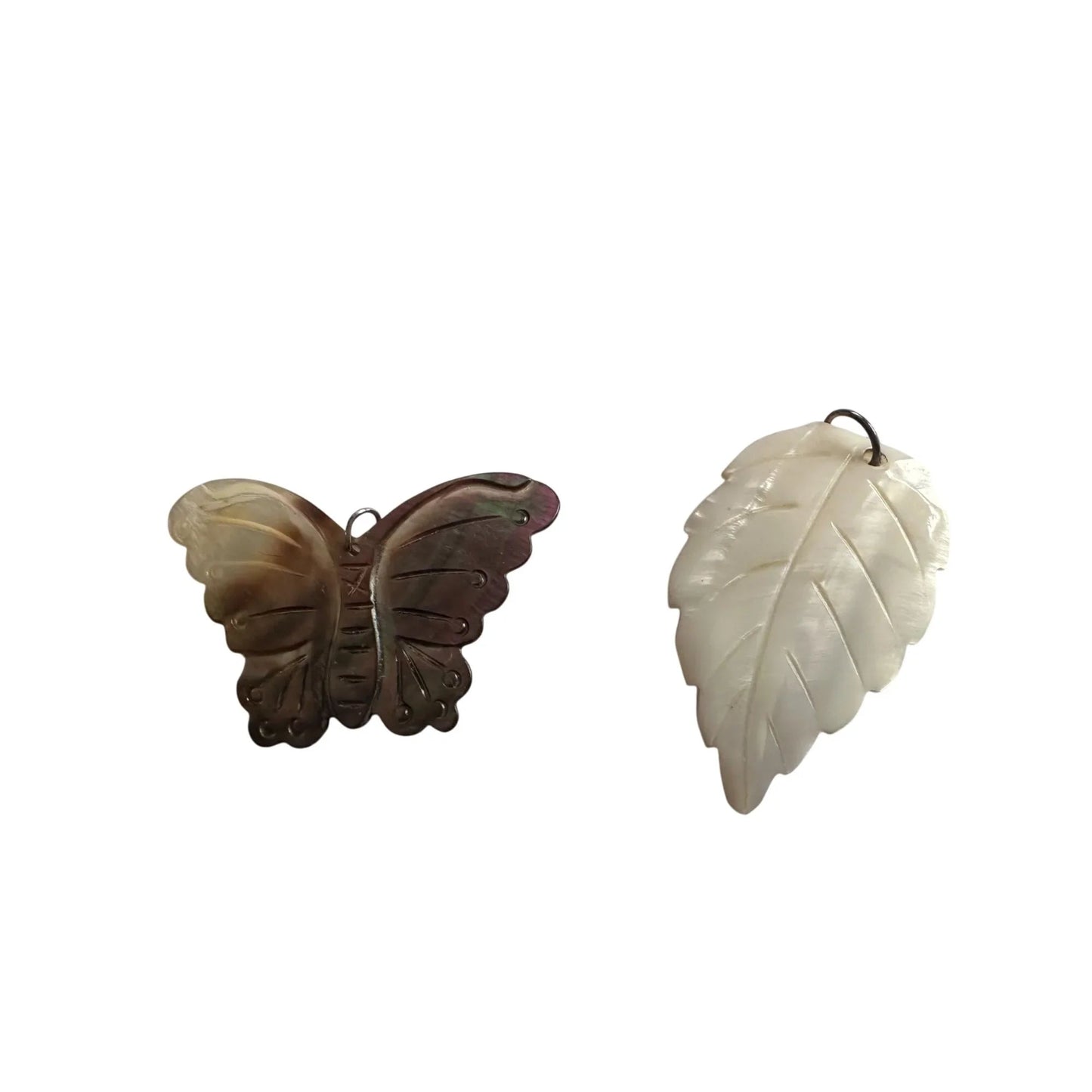 Women's Carved Shell Butterfly and Leaf Pendant Necklace - A+ Stuff - Necklace - A+ Stuff
