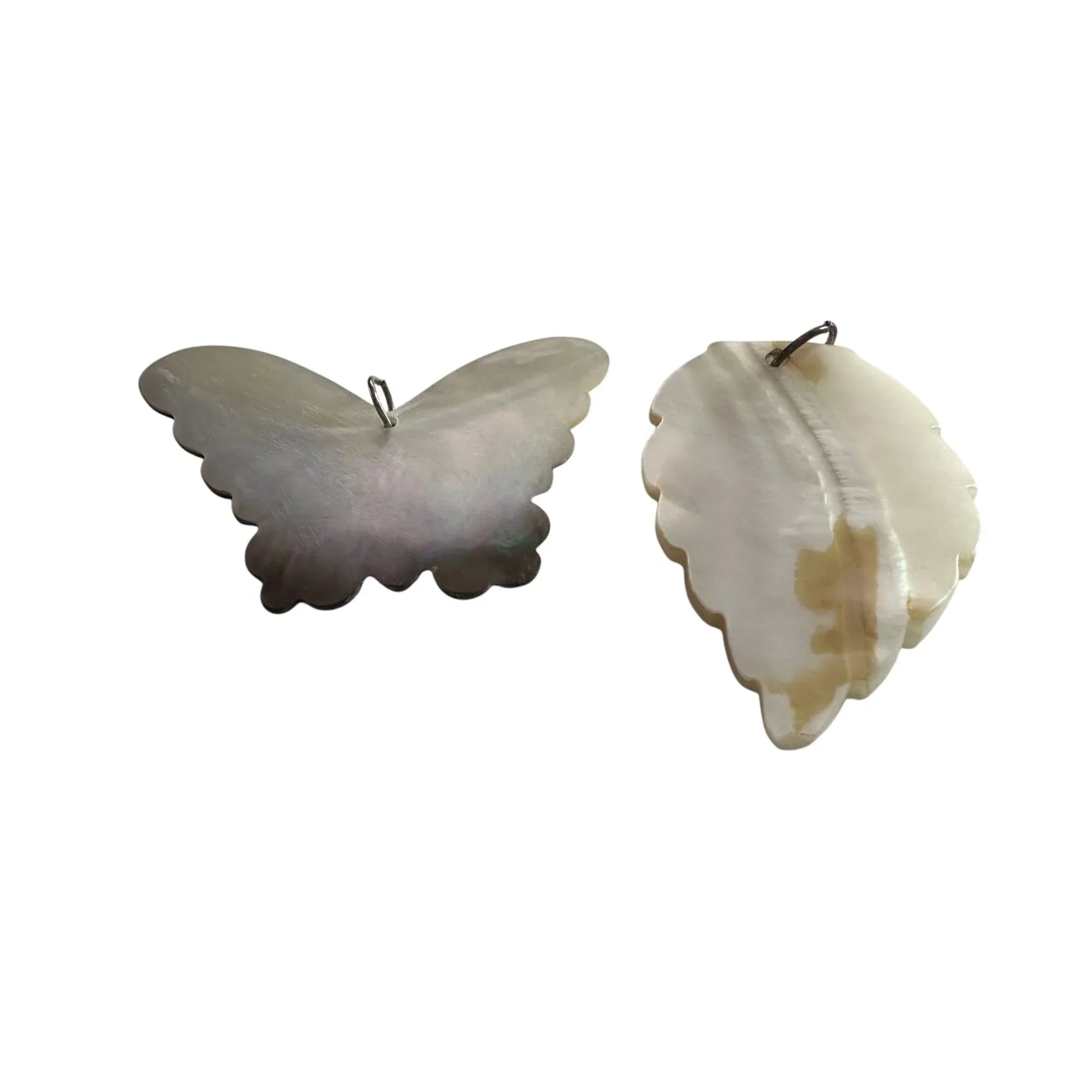 Women's Carved Shell Butterfly and Leaf Pendant Necklace - A+ Stuff - Necklace - A+ Stuff