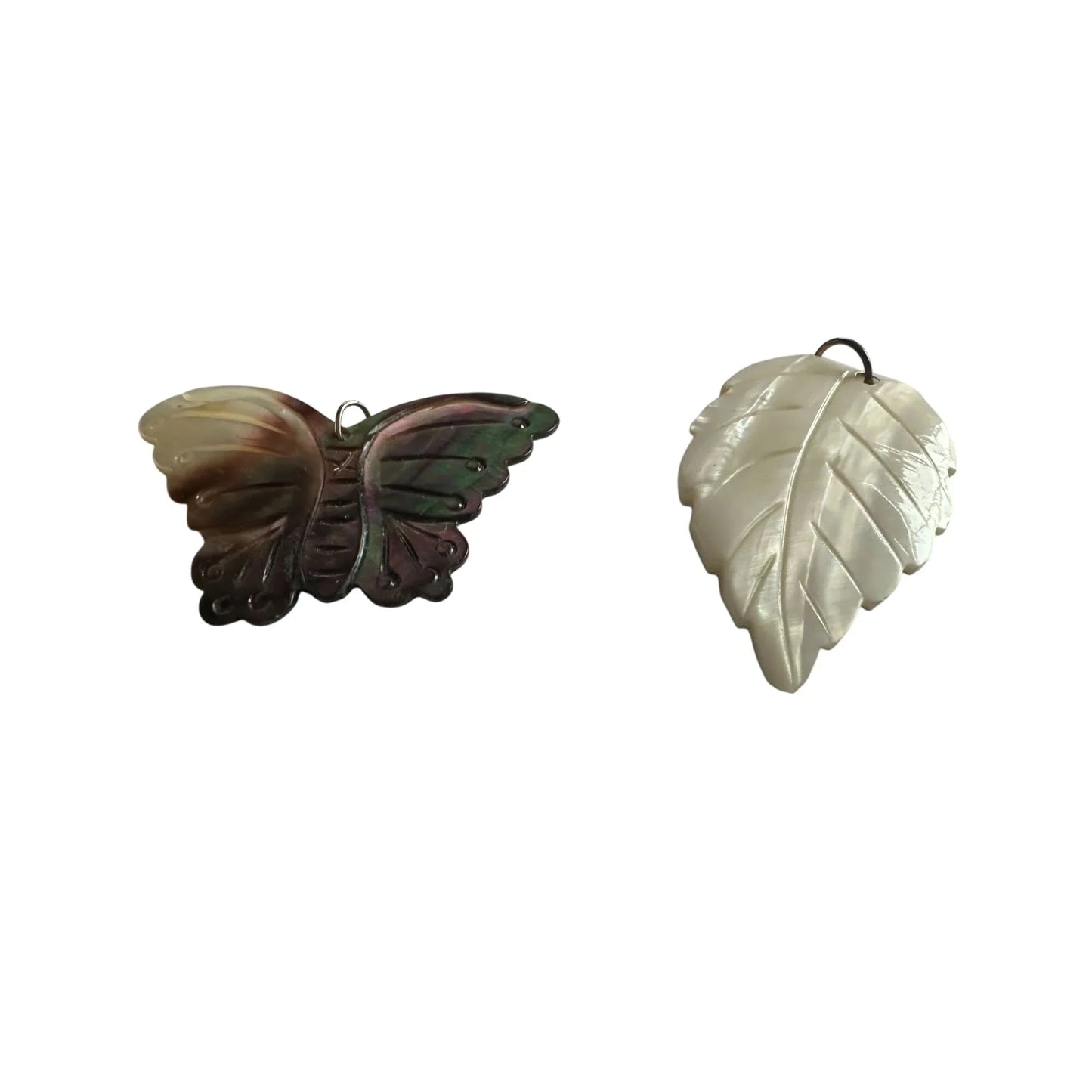 Women's Carved Shell Butterfly and Leaf Pendant Necklace - A+ Stuff - Necklace - A+ Stuff