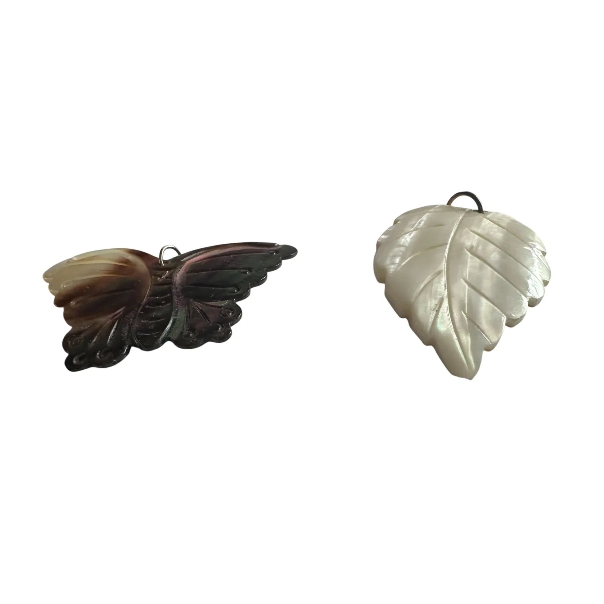 Women's Carved Shell Butterfly and Leaf Pendant Necklace - A+ Stuff - Necklace - A+ Stuff