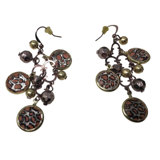 Women's Cheetah Print Gold Tone Dangle Earrings - A+ Stuff - earrings - A+ Stuff