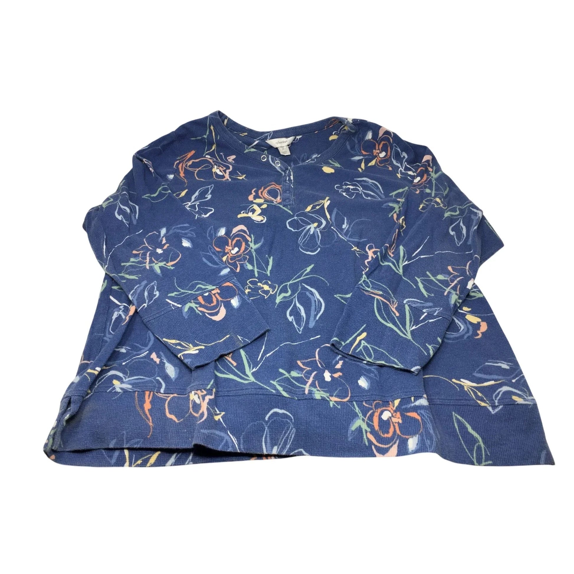 WOMEN'S CJ BANKS SIZE 2X LONG SLEEVE FLOWER PATTERNED SHIRT - cj banks - Shirts & Tops - A+ Stuff