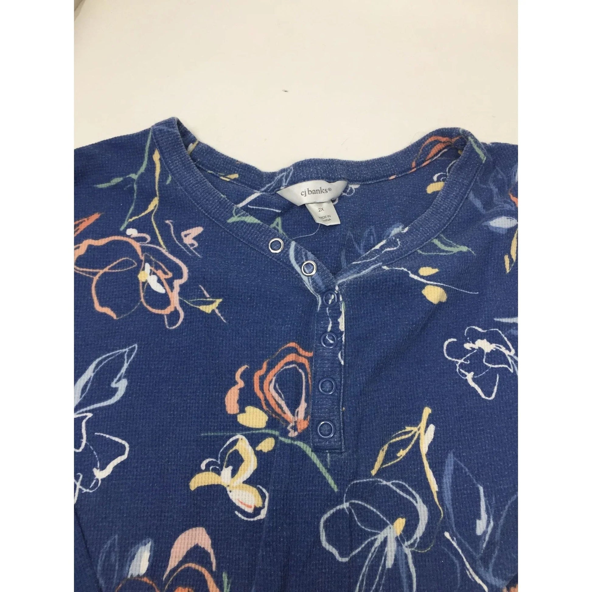 WOMEN'S CJ BANKS SIZE 2X LONG SLEEVE FLOWER PATTERNED SHIRT - cj banks - Shirts & Tops - A+ Stuff