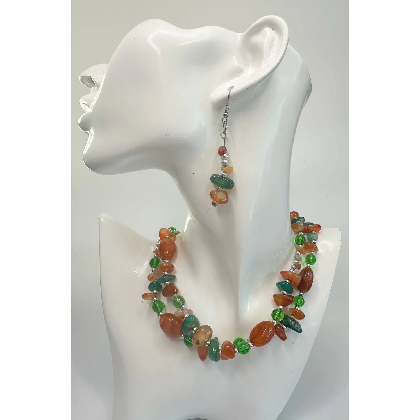 Women's Colorful Beaded Necklace and Matching Earrings - A+ Stuff - Necklaces - A+ Stuff