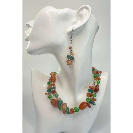 Women's Colorful Beaded Necklace and Matching Earrings - A+ Stuff - Necklaces - A+ Stuff
