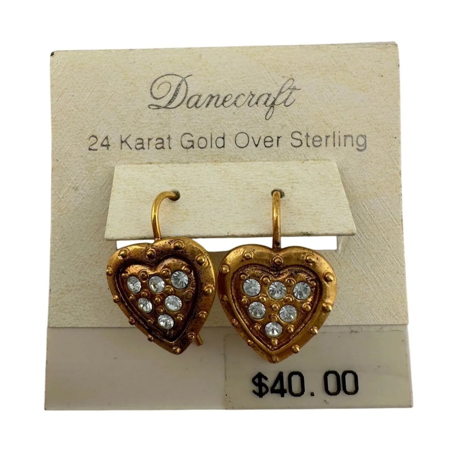 Women's Danecraft 24 Karat Gold Over Sterling Heart Shaped Earrings with Tags - danecraft - Earrings - A+ Stuff