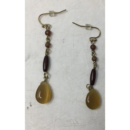 Women's Dangle/Drop Earrings - Gold Tone with Multi Colored Gemstones - A+ Stuff - earrings - A+ Stuff