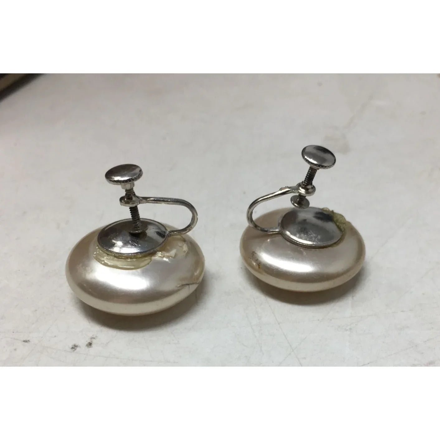 Women's Faux White Shiny Pearl Screw Back Clip on Earrings - A+ Stuff - Earrings - A+ Stuff