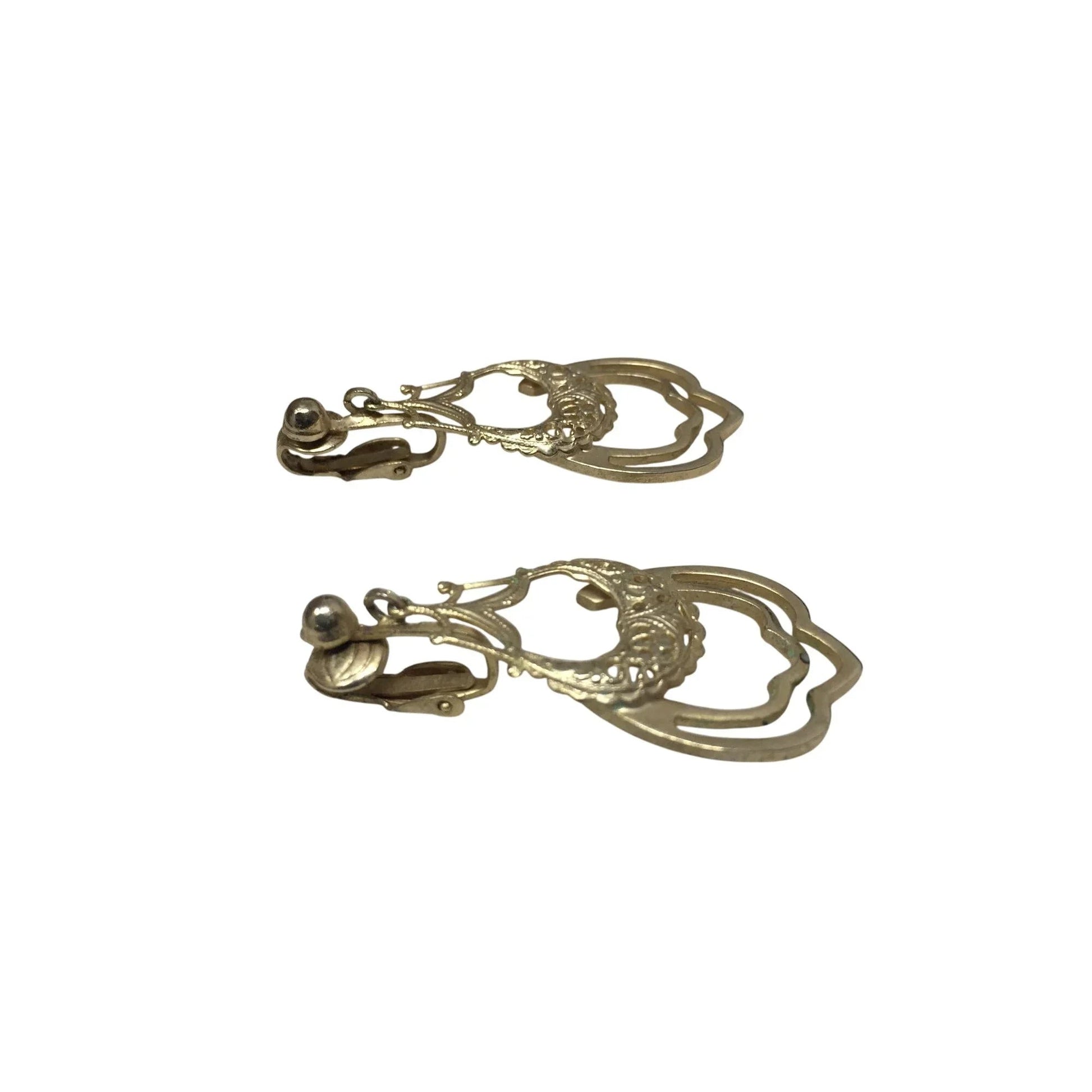 Women's Filigree Design Clip on Gold Tone Dangle Earrings - A+ Stuff - earrings - A+ Stuff