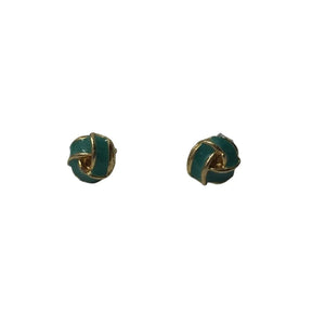 Women's Gold And Teal Colored Knot Earring with backs