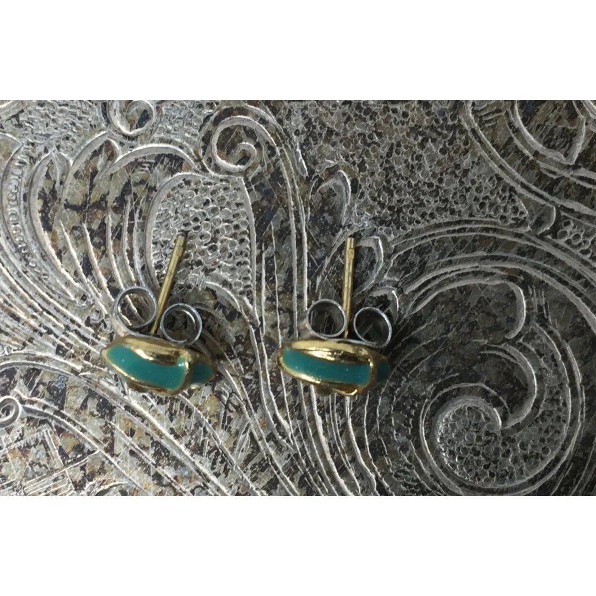 Women's Gold And Teal Colored Knot Earring with backs - A+ Stuff - Earrings - A+ Stuff