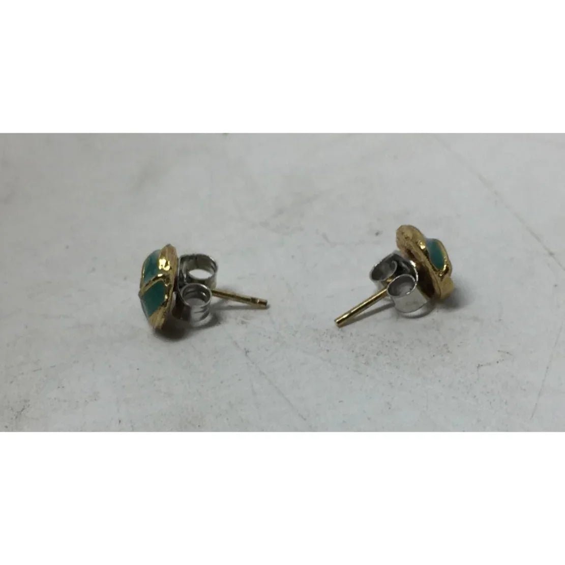 Women's Gold And Teal Colored Knot Earring with backs - A+ Stuff - Earrings - A+ Stuff