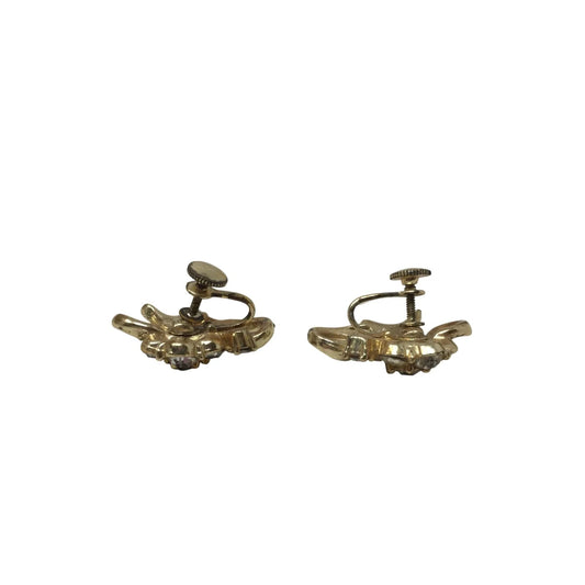 Women's Gold ''CORO'' Screw Back Earrings with Rhinestones - A+ Stuff - earrings - A+ Stuff