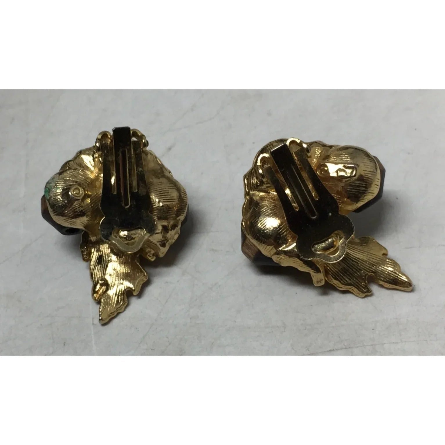 Women's Gold tone and Brown Shiny Acorn Clip on Earrings - A+ Stuff - Earrings - A+ Stuff