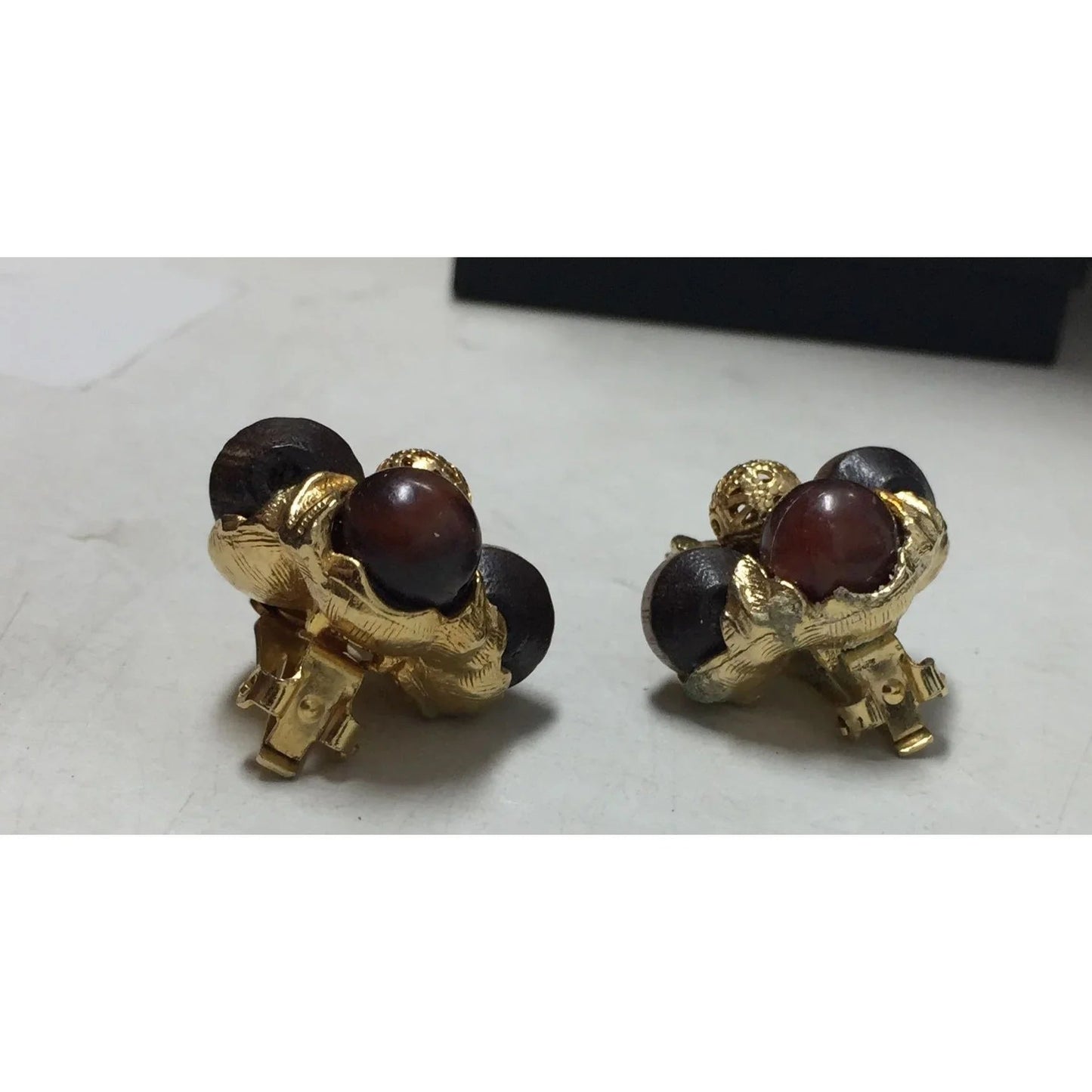 Women's Gold tone and Brown Shiny Acorn Clip on Earrings - A+ Stuff - Earrings - A+ Stuff