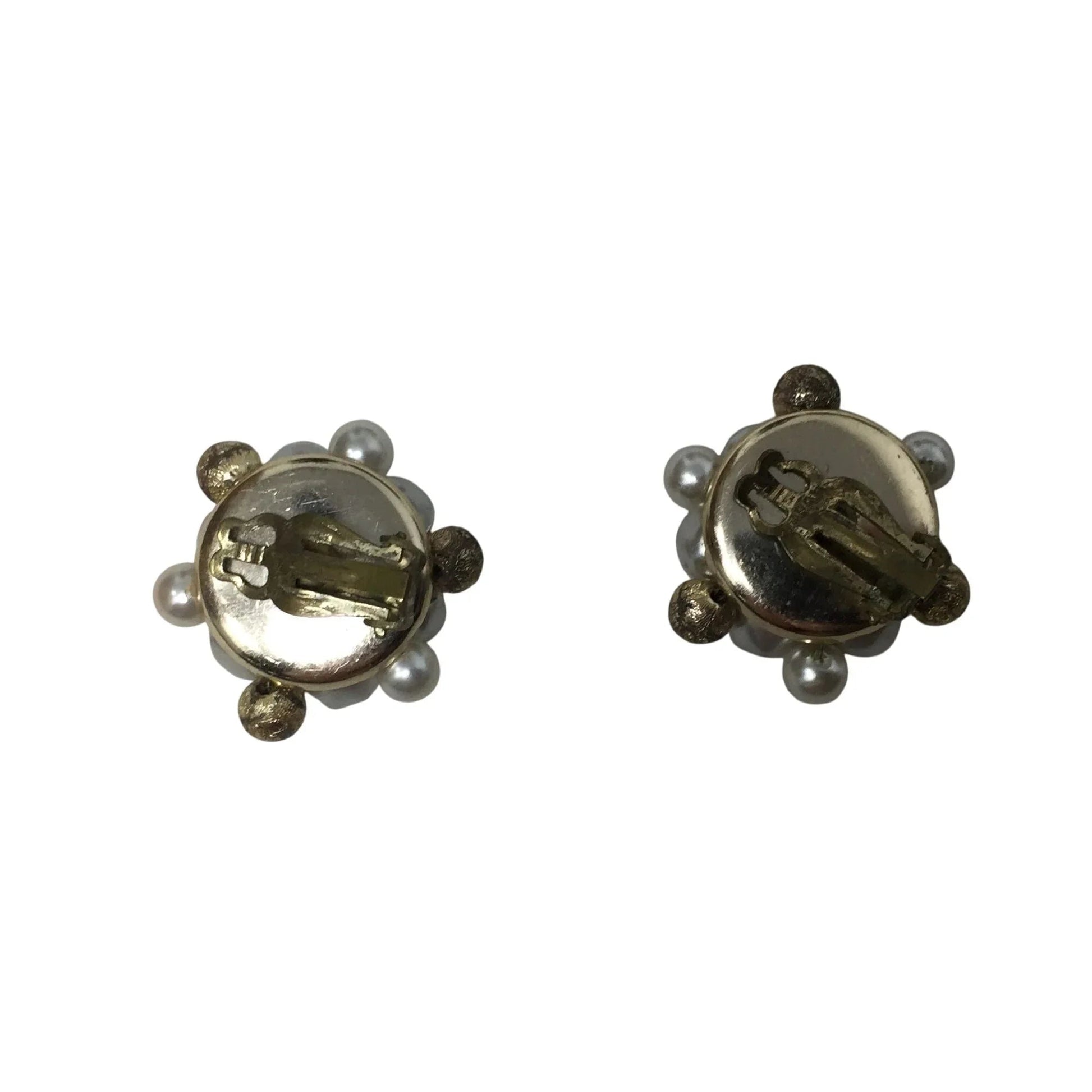 Women's Gold tone and White Cluster Faux Pearl Clip on Earrings - A+ Stuff - Earrings - A+ Stuff