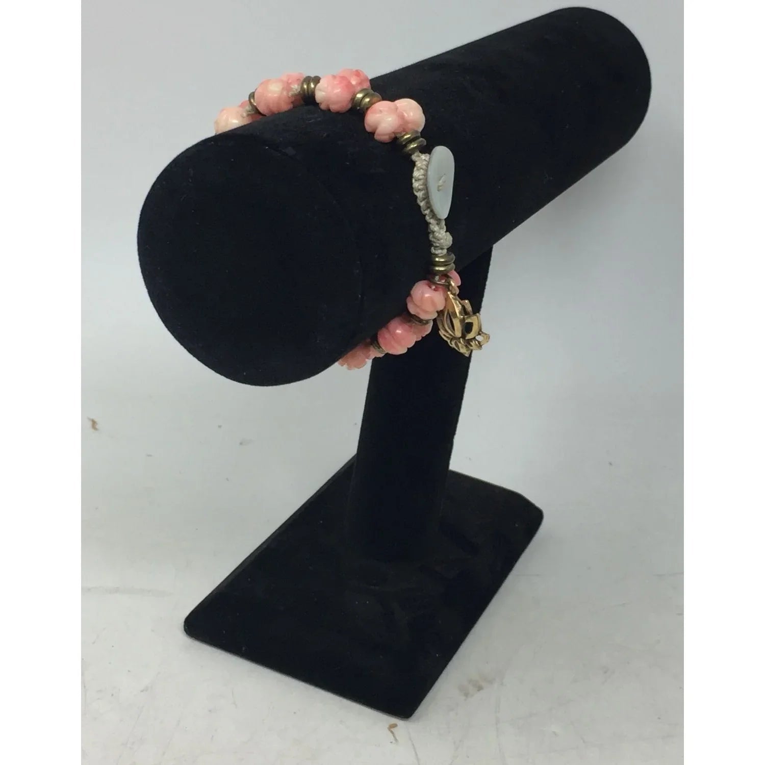 Women's Gold Tone Bracelet with Pink Flowers on it - A+ Stuff - Bracelet - A+ Stuff