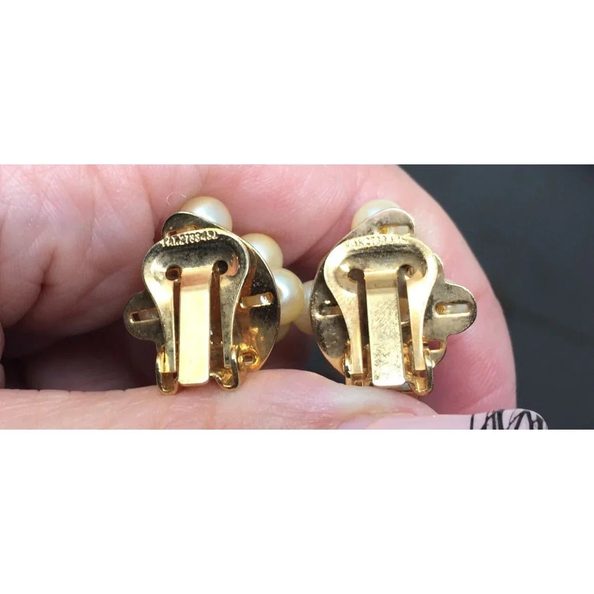 Women's Gold Tone Cluster Clip on Earrings with Faux Pearls on them - A+ Stuff - earrings - A+ Stuff
