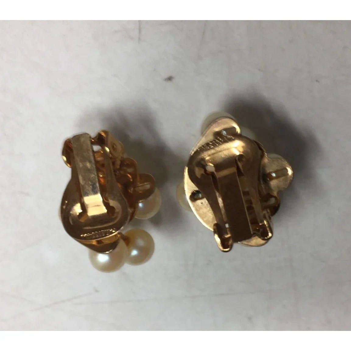 Women's Gold Tone Cluster Clip on Earrings with Faux Pearls on them - A+ Stuff - earrings - A+ Stuff