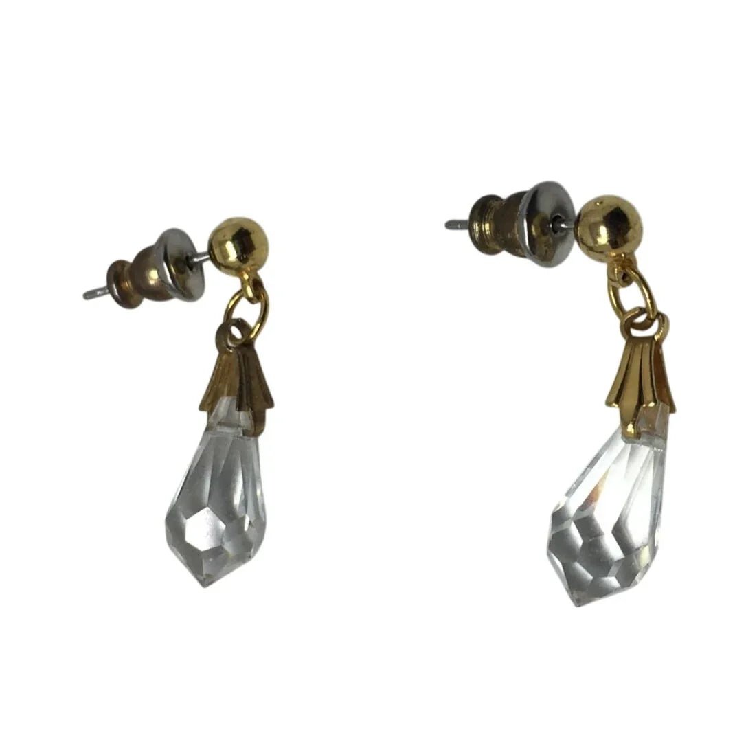 Women's Gold Tone Crystal Dangle Earrings with backs - A+ Stuff - Earrings - A+ Stuff