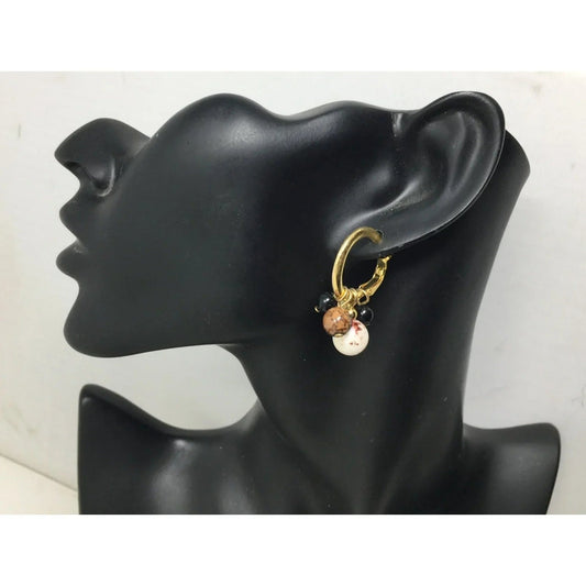 Women's Gold Tone Dangle Hoops Earrings with Charms on them - A+ Stuff - Earrings - A+ Stuff