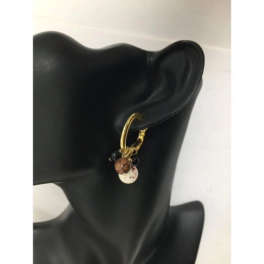 Women's Gold Tone Dangle Hoops Earrings with Charms on them - A+ Stuff - Earrings - A+ Stuff