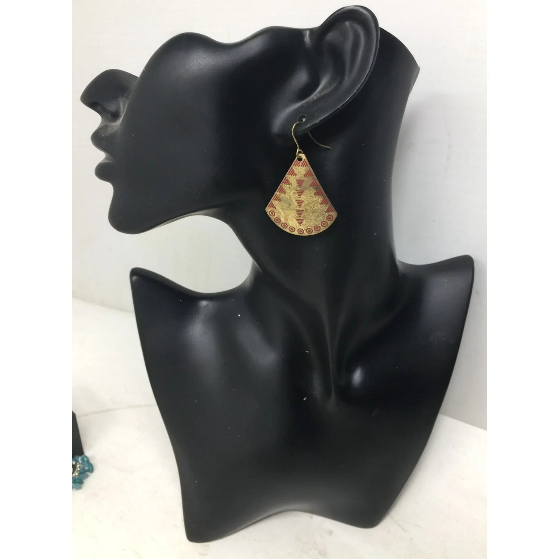 Women's Gold Tone Earrings with Red Shape Design on them - A+ Stuff - earrings - A+ Stuff