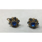 Women's Gold Tone Screw Back Earrings with Blue Rhinestones - A+ Stuff - Earrings - A+ Stuff