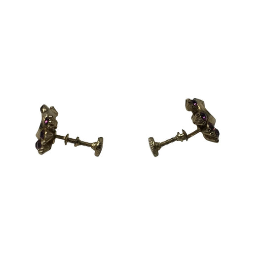 Women's Gold Tone Screw Back Earrings With Pink Purple Rhinestones - A+ Stuff - Earrings - A+ Stuff