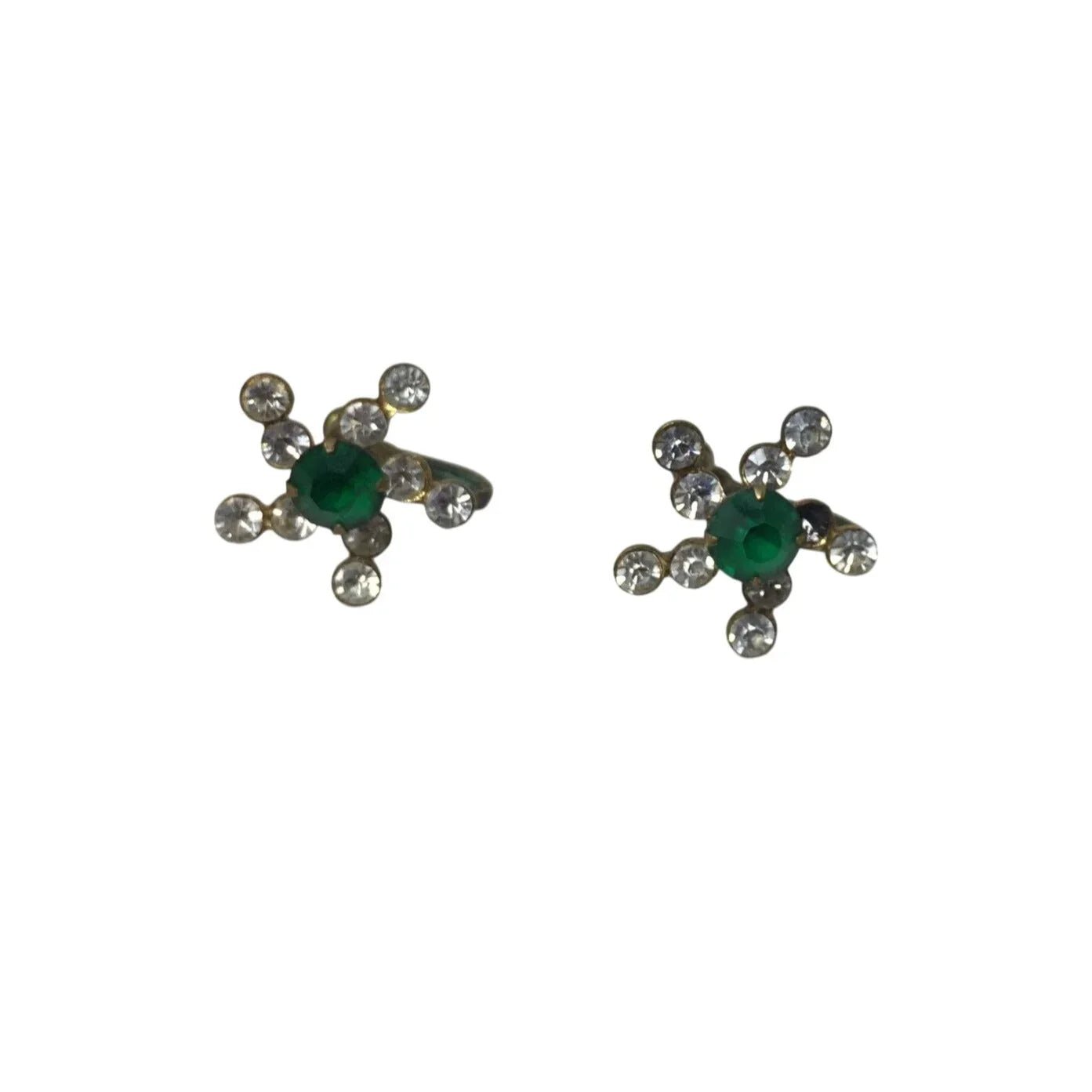 Women's Gold Tone Starburst Five Pointed Star Screw Back Earrings with Rhinestones - A+ Stuff - Earrings - A+ Stuff