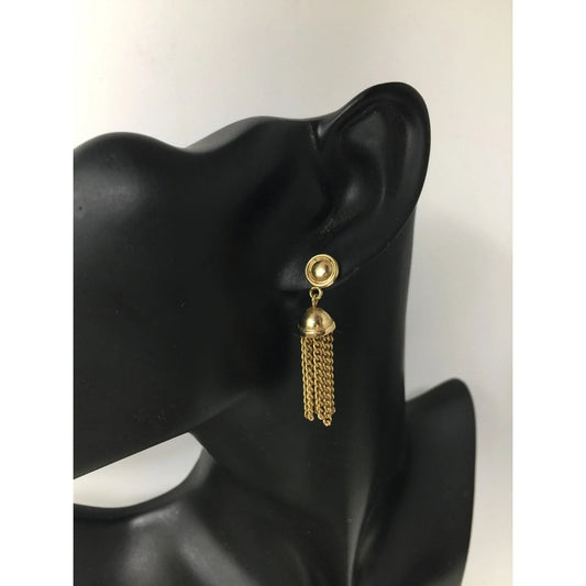 Women's Gold Tone Tassel Chain Earrings - A+ Stuff - earrings - A+ Stuff