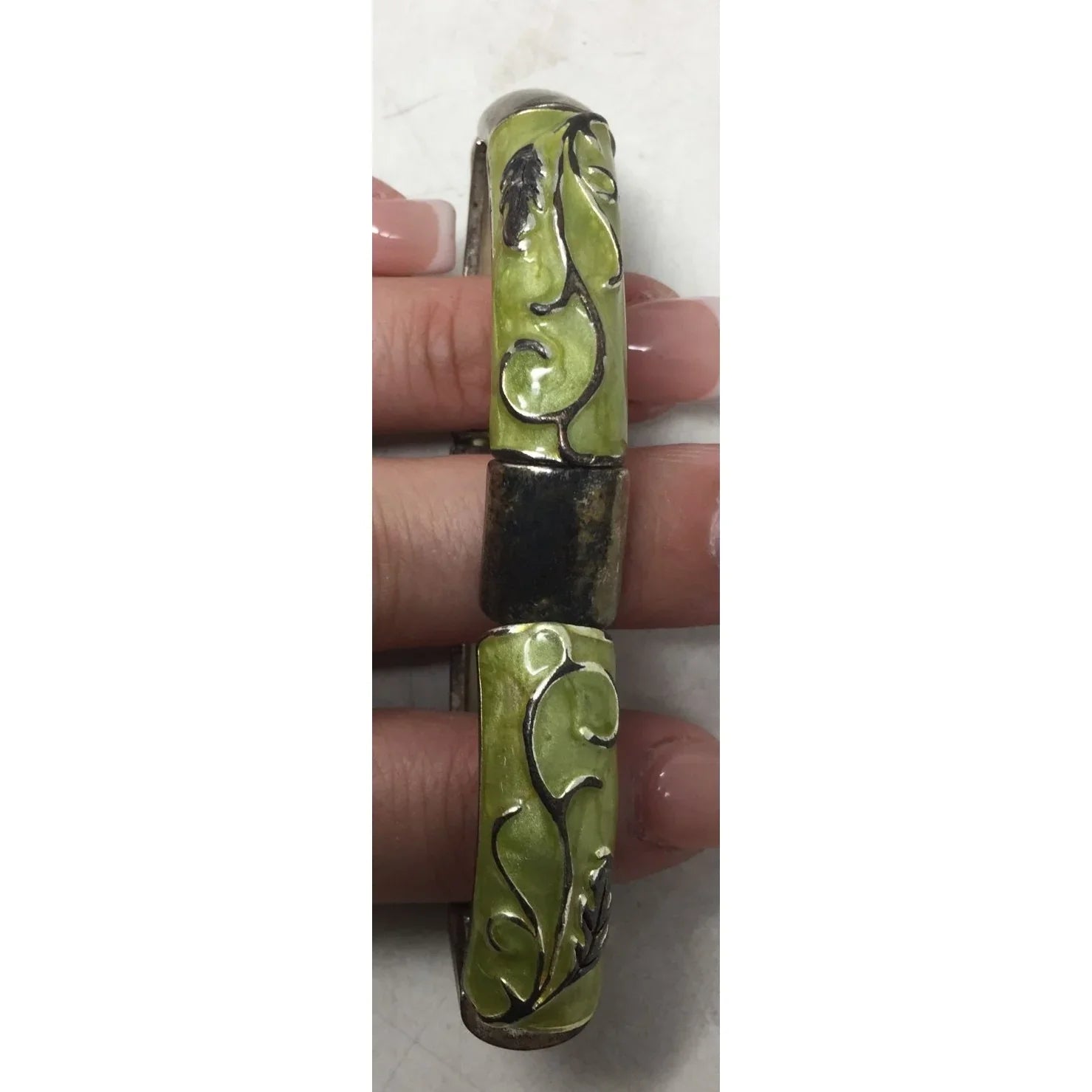 Women's Green and Silver Bangle Bracelet - A+ Stuff - Bracelet - A+ Stuff