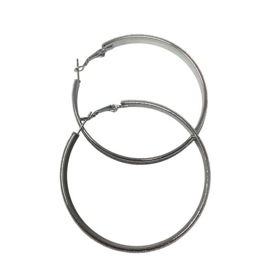 Women's Large Silver Toned Glittery Sparkly Hoop Earrings - A+ Stuff - Earrings - A+ Stuff