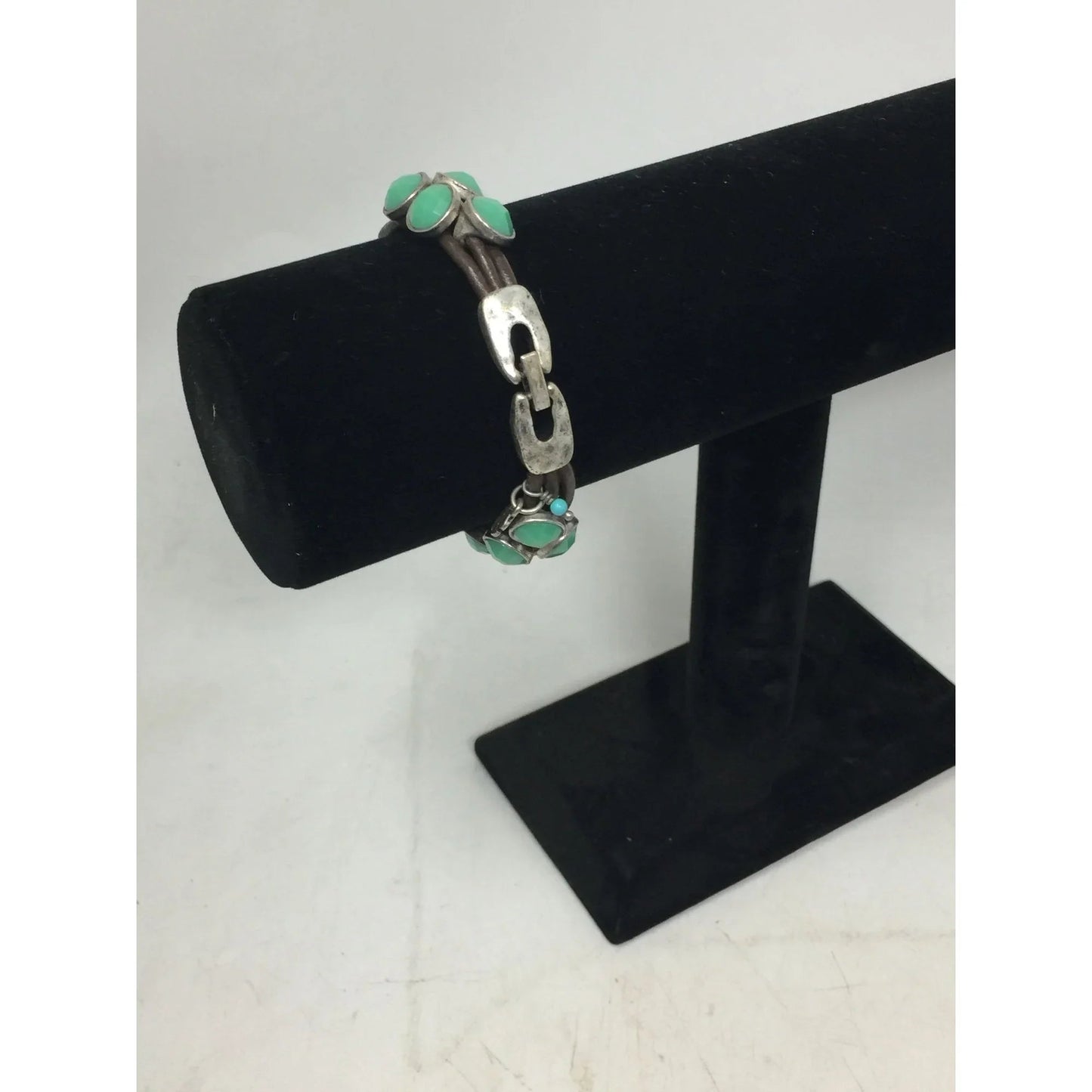 Women's Leather Rope Bracelet with Green & Silver Charms - A+ Stuff - Bracelet - A+ Stuff