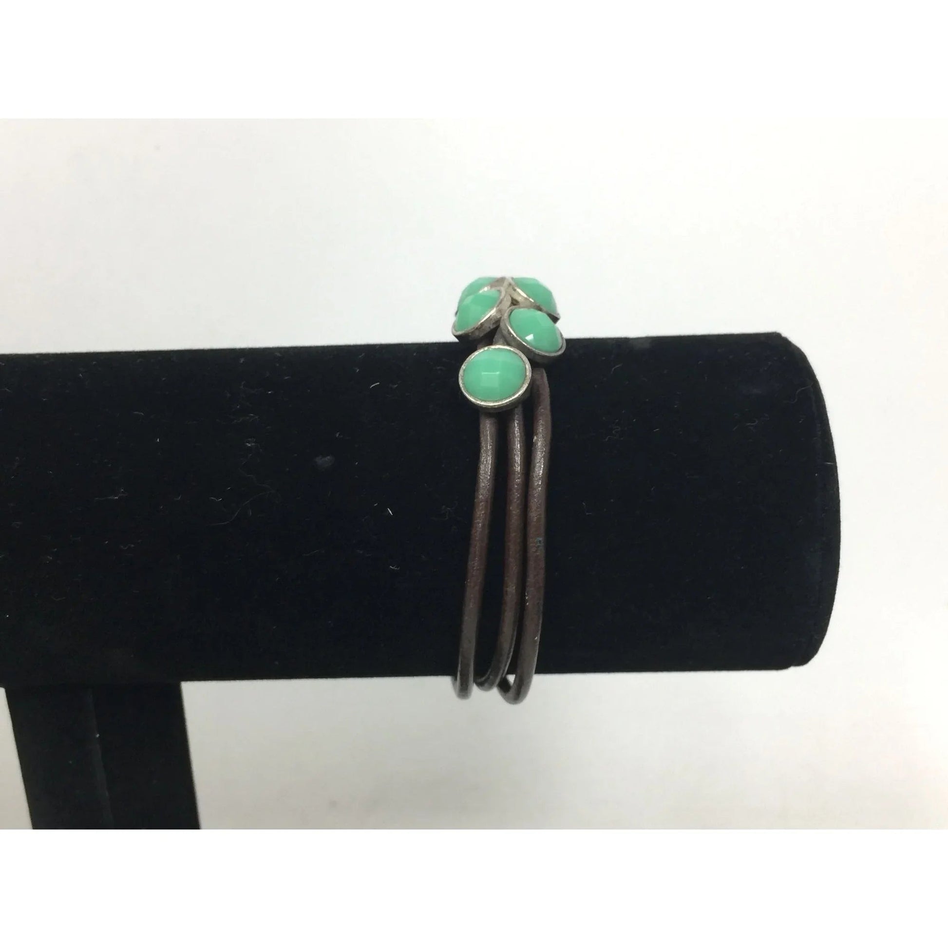 Women's Leather Rope Bracelet with Green & Silver Charms - A+ Stuff - Bracelet - A+ Stuff