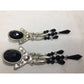 Women's Long Chunky Silver and black Chandelier Dangle Earrings - A+ Stuff - Earrings - A+ Stuff