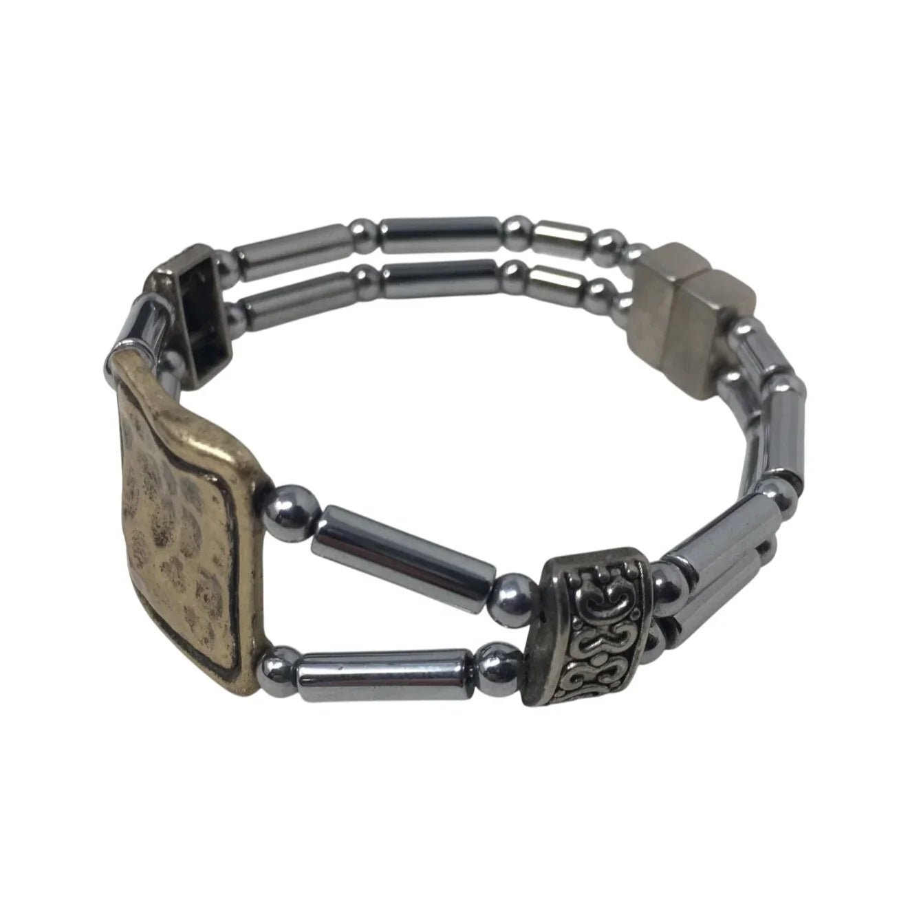 Women's Magnetic Silver Tone Bracelet with Rectangular Pendant - A+ Stuff - Bracelet - A+ Stuff