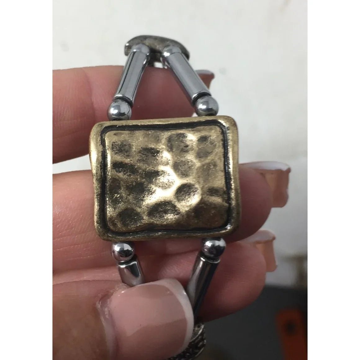 Women's Magnetic Silver Tone Bracelet with Rectangular Pendant - A+ Stuff - Bracelet - A+ Stuff