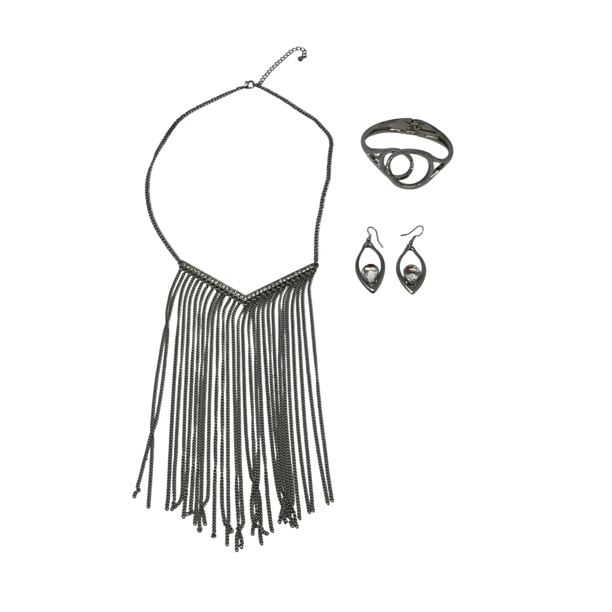 Women's Matching Jewelry Set - Waterfall Statement Necklace, Bracelet and Earrings - A+ Stuff - Jewelry Set - A+ Stuff