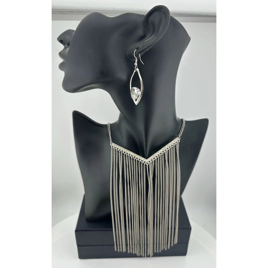 Women's Matching Jewelry Set - Waterfall Statement Necklace, Bracelet and Earrings - A+ Stuff - Jewelry Set - A+ Stuff