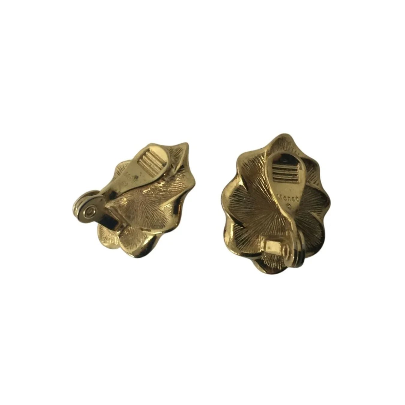 Women's Monet Red and Gold tone Clip On Earrings - A+ Stuff - Earrings - A+ Stuff