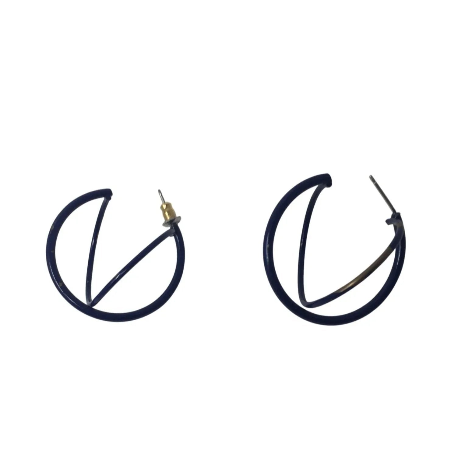 Women's Navy Blue Hoop Earrings - A+ Stuff - Earrings - A+ Stuff