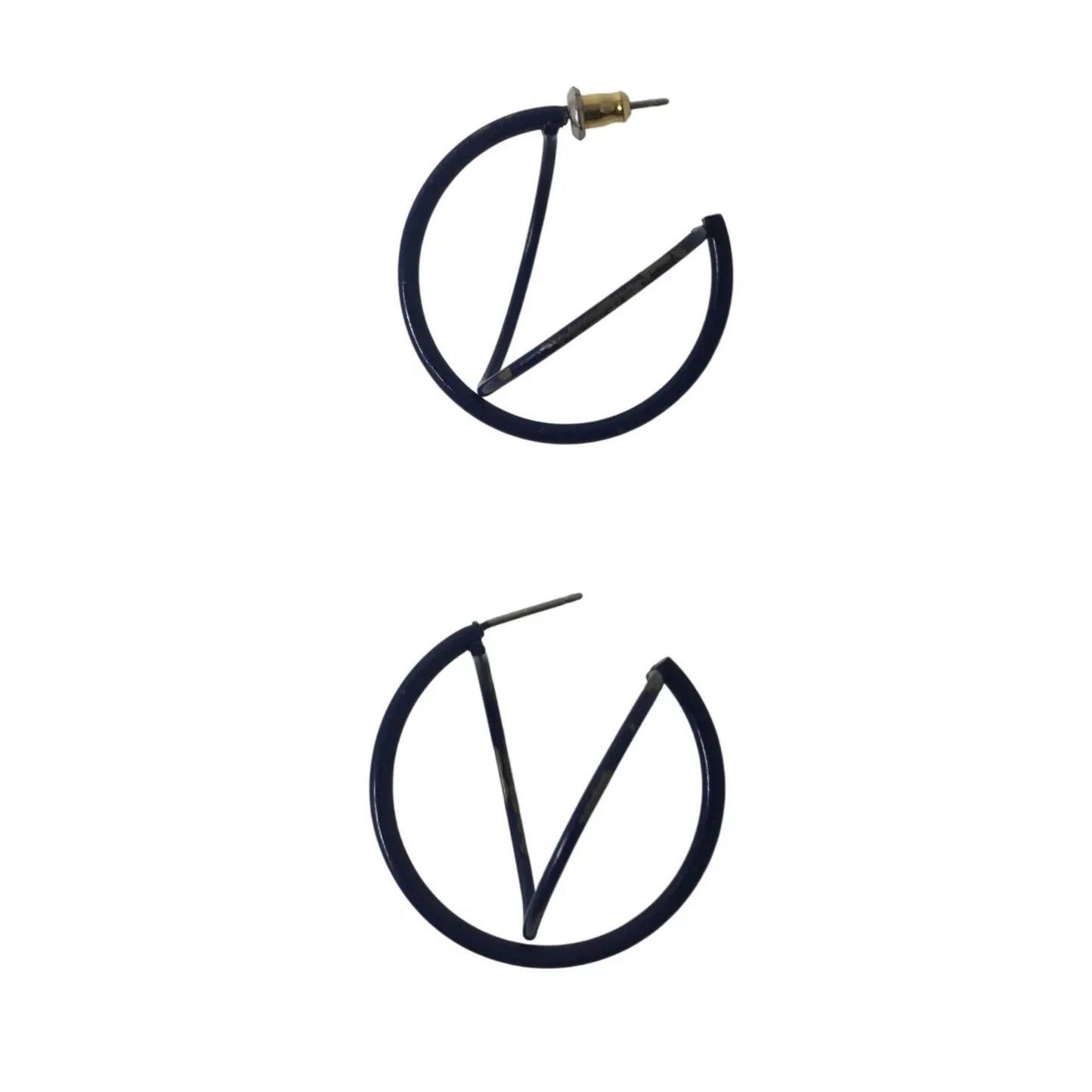 Women's Navy Blue Hoop Earrings - A+ Stuff - Earrings - A+ Stuff