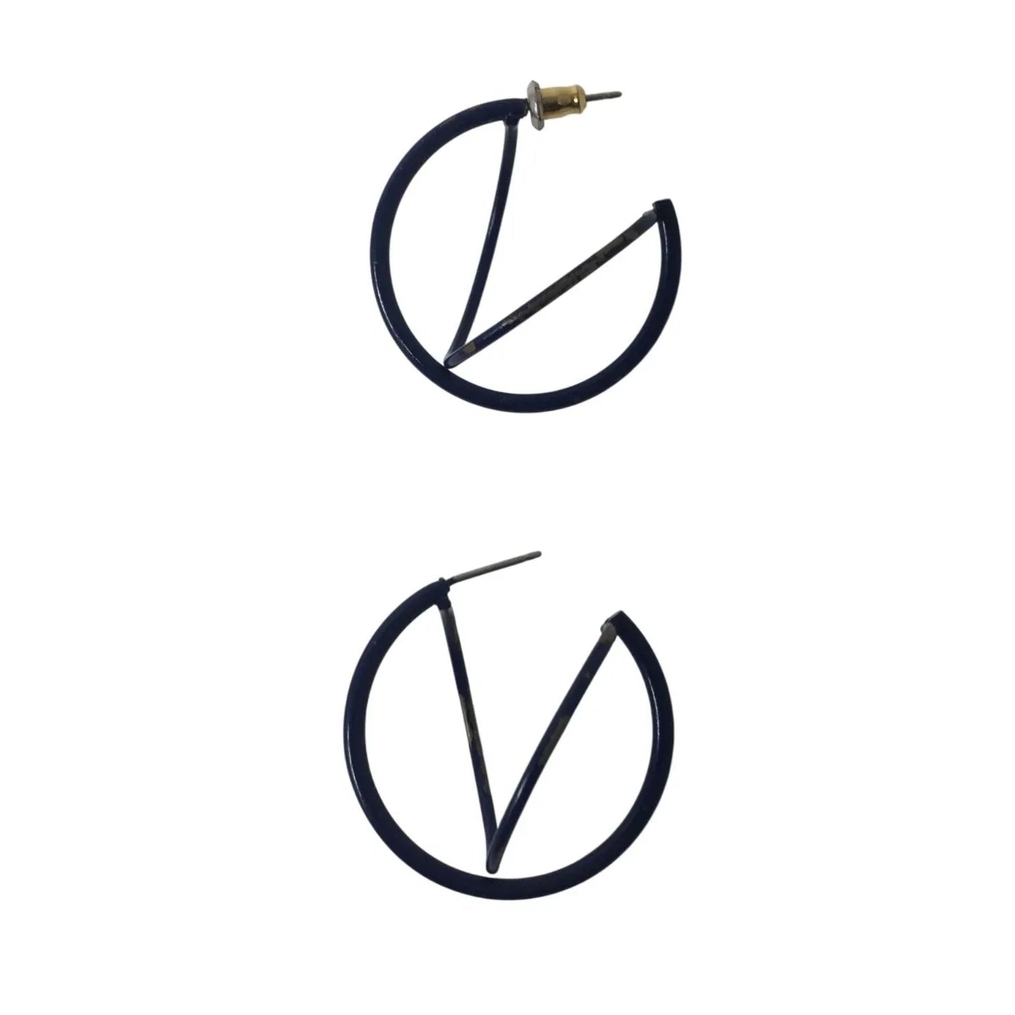 Women's Navy Blue Hoop Earrings - A+ Stuff - Earrings - A+ Stuff