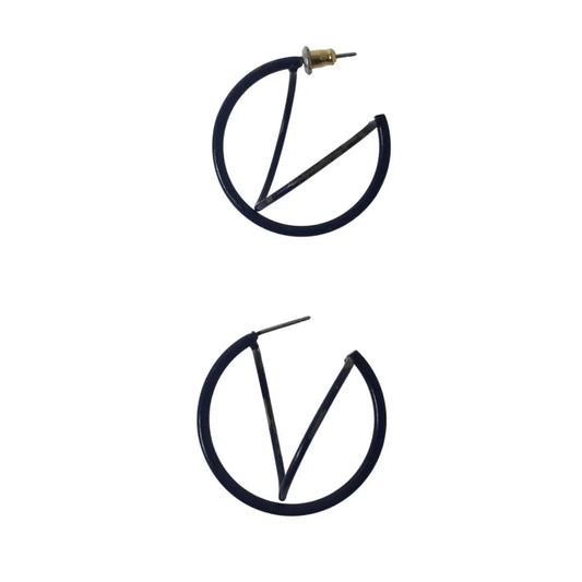 Women's Navy Blue Hoop Earrings - A+ Stuff - Earrings - A+ Stuff